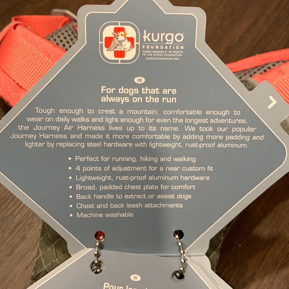 NWT Kurgo Grey/Pink Journey Air Dog Harness Sm,  MD & LG BENEFITS RESCUE ANIMALS - Picture 11 of 16